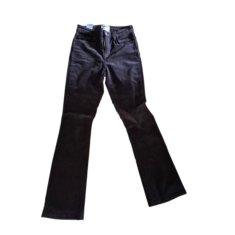 L'AGENCE Stevie High Rise Straight Velvet Pants Jeans Stretchy Brown Sz 24-25